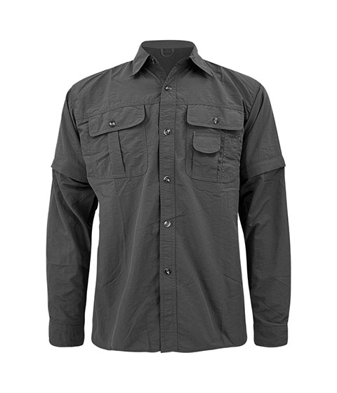 Grey Button Down Fishing Shirt