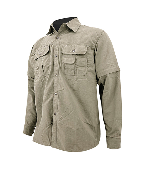 Khaki Button Down Fishing Shirt