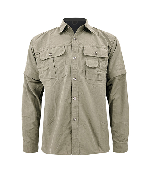 Khaki Button Down Fishing Shirt
